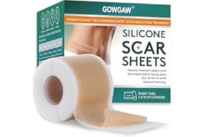 GOWGAW Medical Grade Silicone Scar Sheets, Silicone Scar Tape (1.6”x 120”), Professional Scar Removal Treatment, Reusable Silicone Scar Strip for Keloid, C-Section, Surgery, Burns, Acne Etc