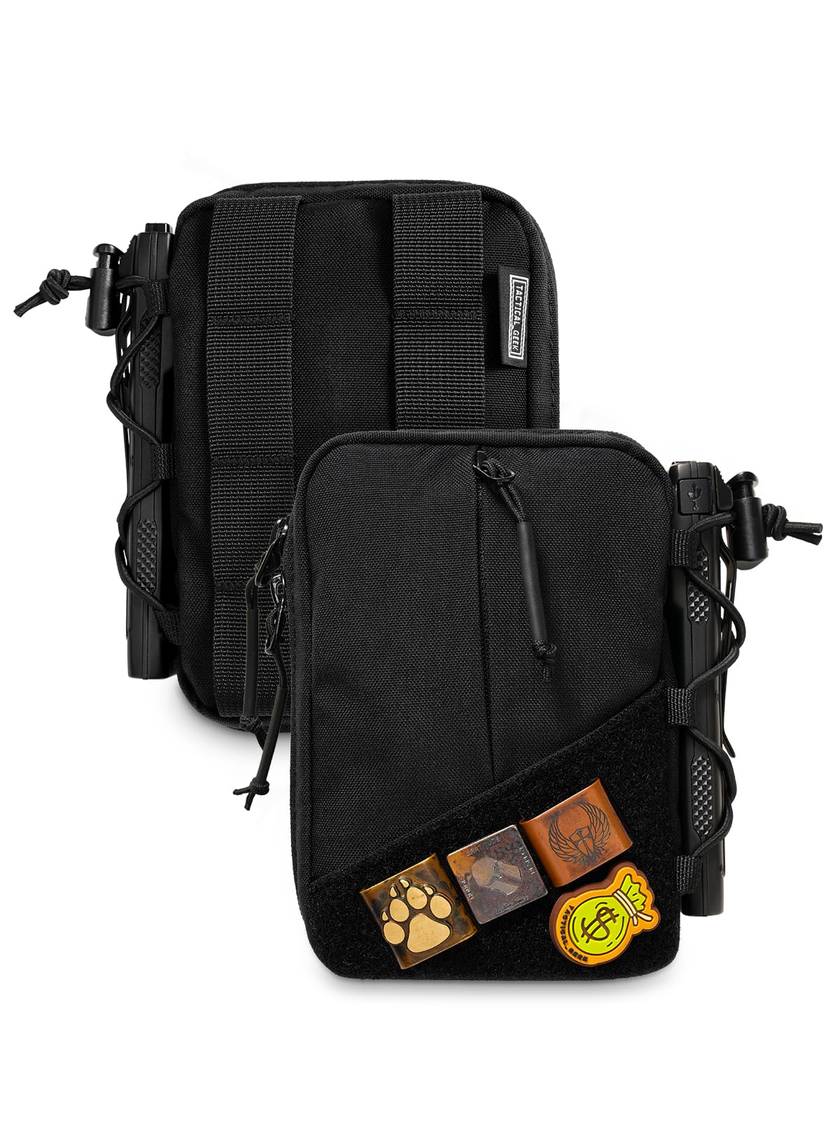 TACTICAL GEEK Block E4.0 EDC Compact Waist Pouch, Utility Pocket Organizer with Elastic Cord, Nylon Dual-Directional Zippers Tool Pouch, Multi-Purpose Small Gadget Organization for Daily Carry, Black