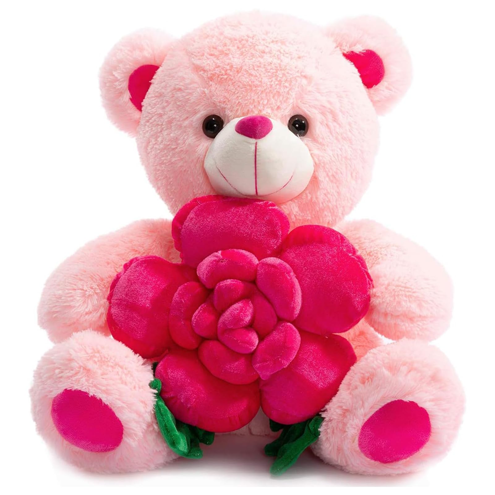 Photo 1 of BEJOY Teddy Bear Stuffed Animals Plush Bear Holding Rose Soft Plush Toy Gifts 16 inches Pink
