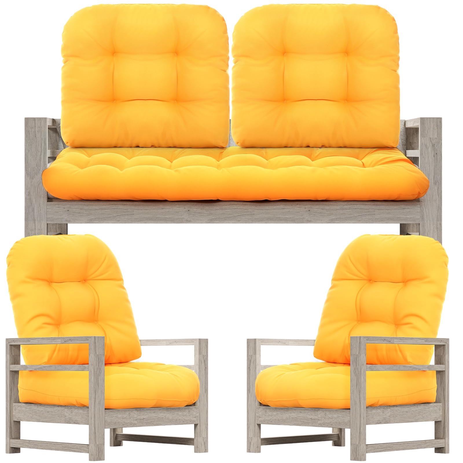 Wenqik 7 Pcs Outdoor Wicker Chair Cushions Set with 1 Loveseat Cushions