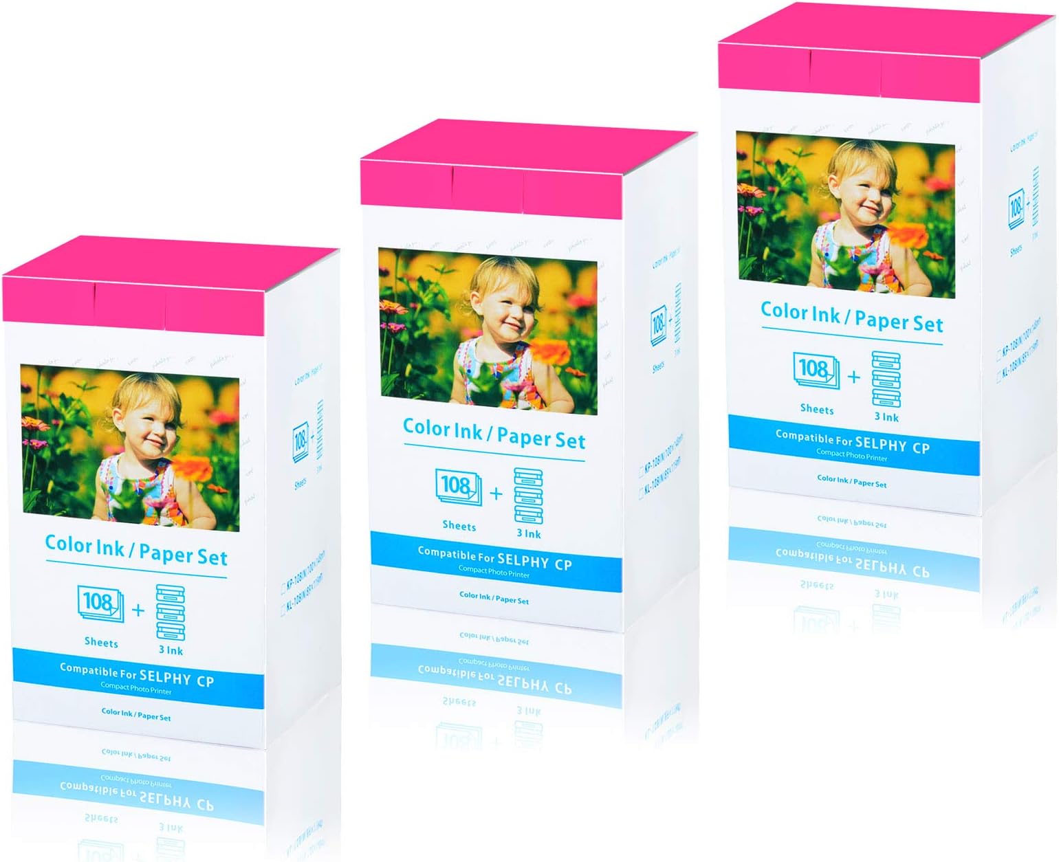SuperInk 3 Pack Replacement Compatible for Canon KP-108IN 9 Color Ink 324 Paper Sheets 4 x 6'' Paper Glossy For SELPHY CP100 CP200 CP220 CP300 CP330 CP400 CP510 CP600 Wireless Compact Photo Printer