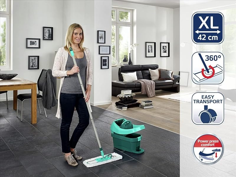 Wischtuchpresse Set Profi XL Mobile, Wischer Fußpresse, 2 Bezüge