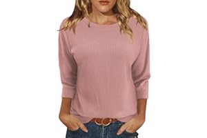 JomeDesign Womens Tops 3/4 Sleeve Shirts Crew Neck Loose Casual Blouses