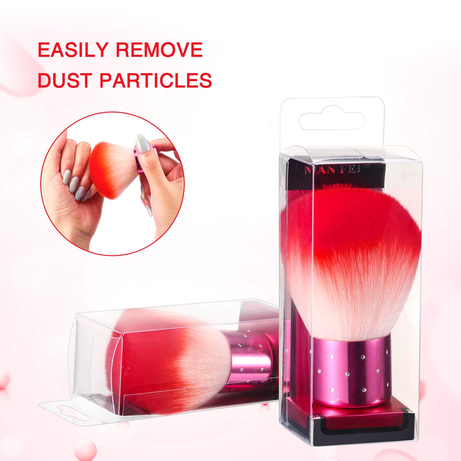 2 Pieces Colorful Soft Kabuki Brushes Nail Arts Dust Cleaner Brush for Makeup or Nail Arts (Purple, Pink): Beauty