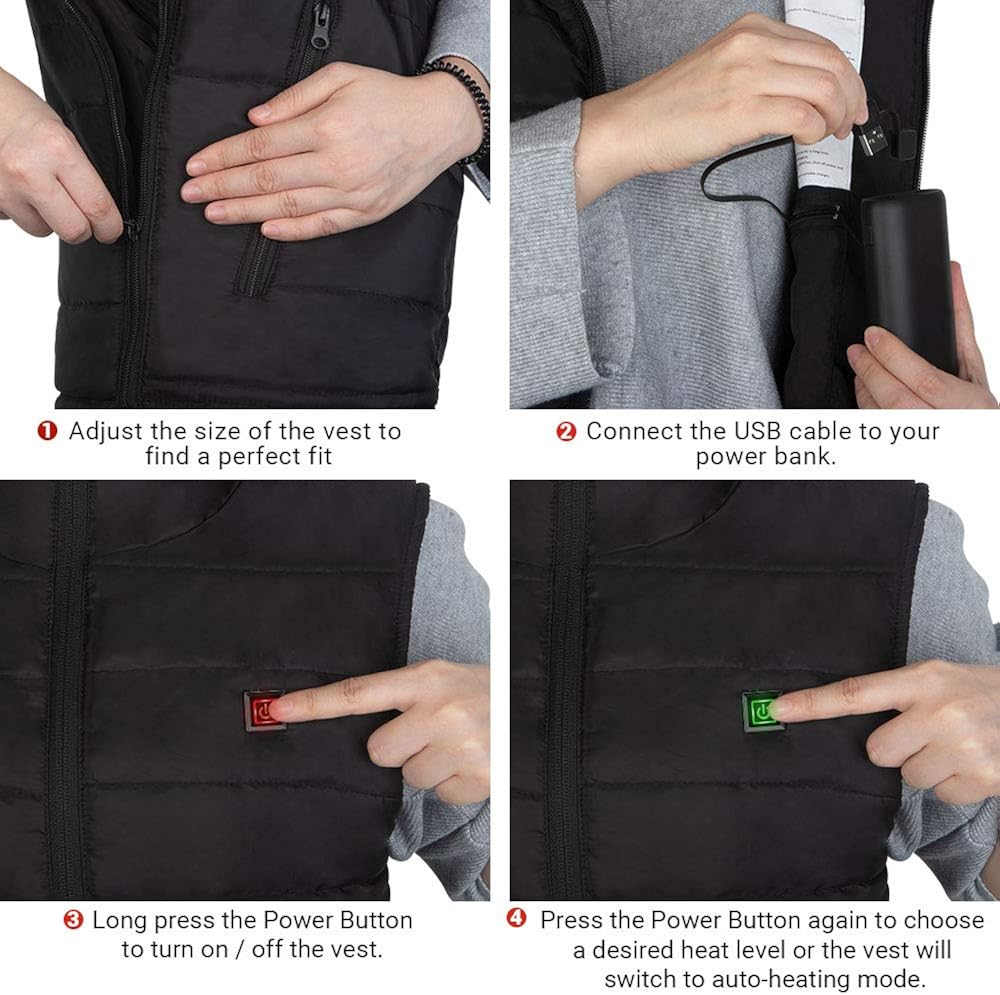 Dr. Prepare Heated Vest, Unisex Heated Clothing for men women, Lightweight USB Electric Heated Jacket with 3 Heating Levels, 6 Heating Zones, Adjustable Size for Hiking (Battery Pack Not Included) at  Men’s Clothing store