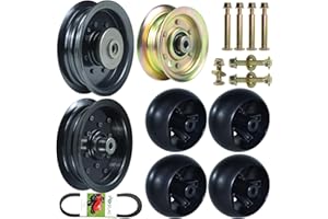 POSFLAG 532196106 Idler Pulley with 532196104 Idler Pulley 532177968 Idler Pulley 593773401 Belt 589527301 Deck Wheel Replacement for 532197379 177968 196106 532197380 532193197 197379