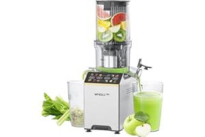 WHALLPRO Cold Press Juicer, Touchscreen Juicer Machines with 4.5'' Wide Feed Chute, Stainless Steel Masticating Juicers Easy 