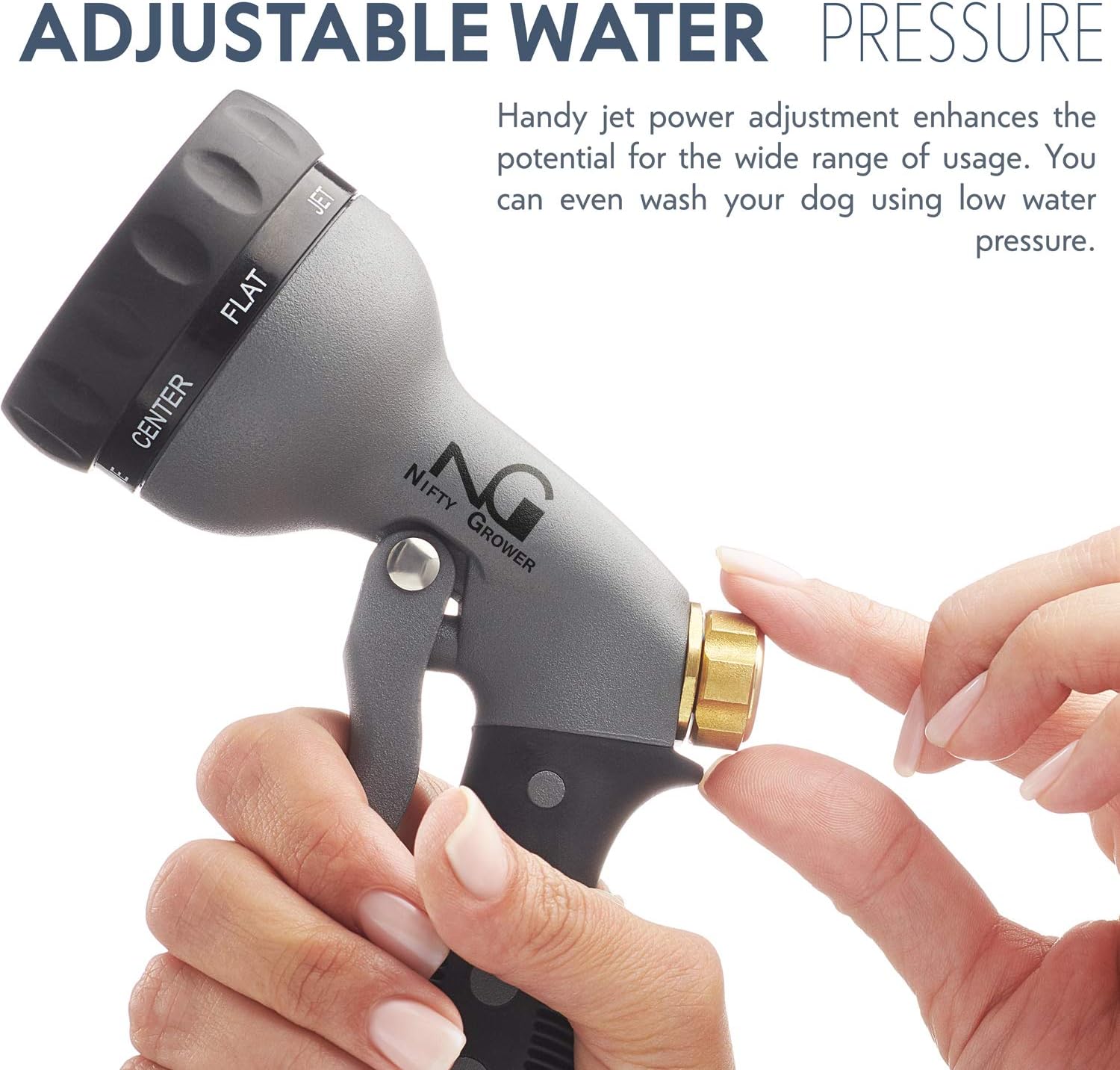 Nifty Grower Heavy-Duty Metal Garden Hose Nozzle - Water Hose Nozzle with 8 Adjustable Watering Patterns : Garden & Outdoor