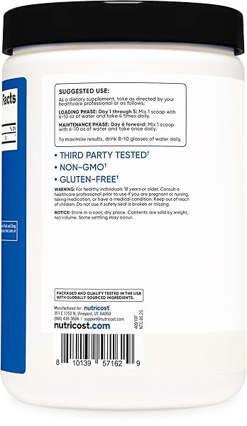 NUTRICOST CREATINE MONOHYDRATE MICRONIZED POWDER 500G, 5000MG PER SERV (5G) – 100 SERVINGS, 17.9 OZ