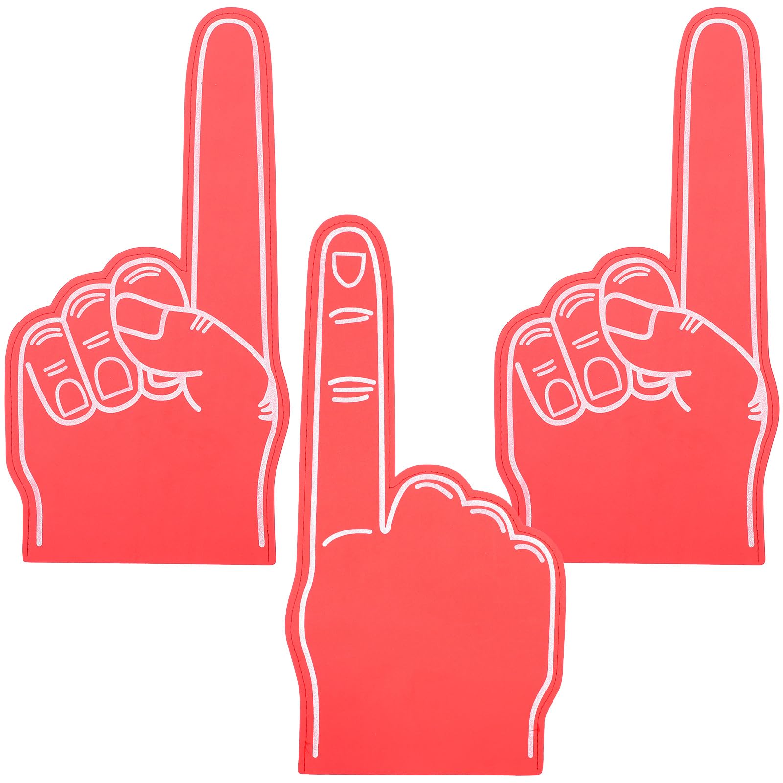 INOOMP 3pcs EVA Giant Foam Hands 18 Inch Cheerleading Foam Fingers Cheering Fingers For Sports Event Cheering Prop（Red ）