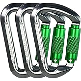 SEPEAK UIAA 30kN Climbing Carabiner Clips, Professional Heavy Duty Twist Locking Carabiners for Climbing,Mountaineering, Rappelling, Camping, Hiking, Swings, Large D Ring Hooks