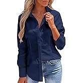 Button Down Shirts for Women Dress Shirt Long Sleeve Wrinkle Free Collared Blouse Work Business Office Solid Corset Tops