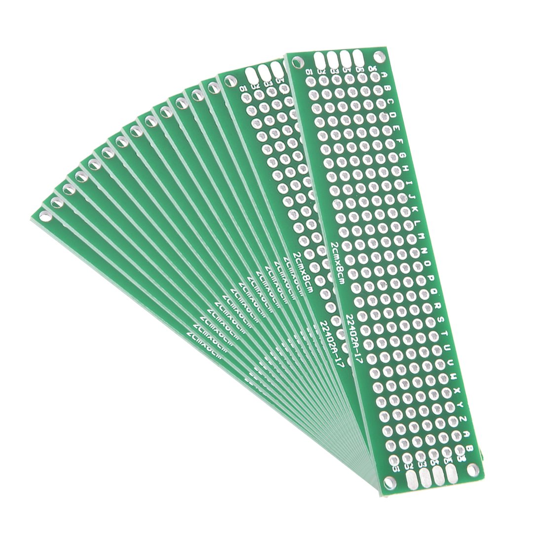 sourcingmap 15pcs 2x8cm Double Sided PCB Board Universal Printed Circuit Proto Board for DIY Soldering Electronic Projects Practice Test Circuit