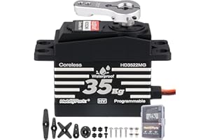 HobbyPark Waterproof 35KG Servo High Torque Metal Gear Digital Servo Motor for 1/8 1/10 1/12 RC Crawler Truck RC Car RC Basher Bashing Robot DIY Control Angle 180° HV (Coreless Motor)