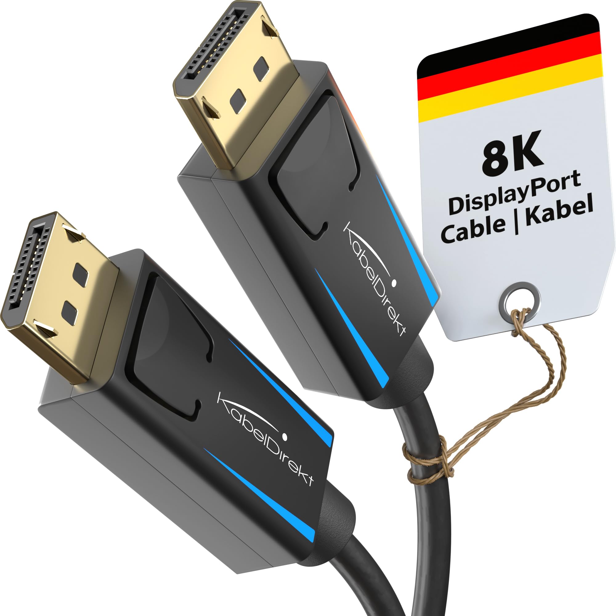 8K DisplayPort & DP cable, special end-to-end A.I.S. shielding – 5m (for DP 1.4 gaming PCs/laptops/graphics cards/monitors with 8K@60Hz, 4K@120Hz and ultra-fast 144Hz/165Hz/240Hz) by CableDirect