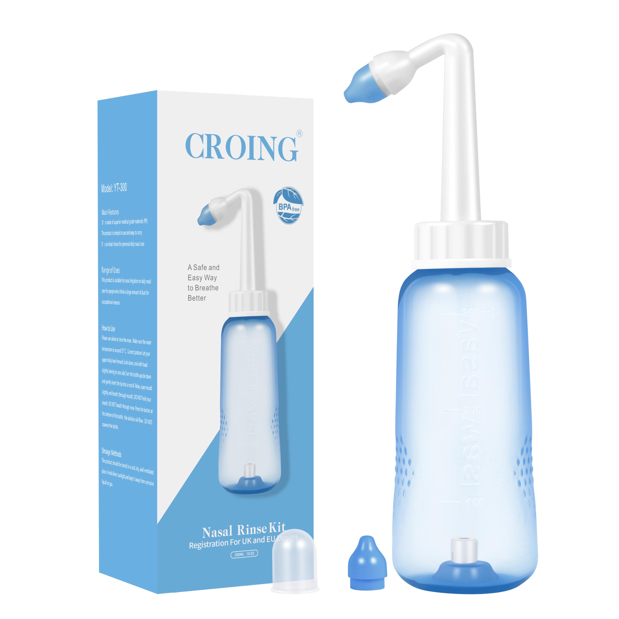 CROING 300ml Nasal Wash Bottle for Nasal Irrigation - Sinus Rinse , Neti Pot