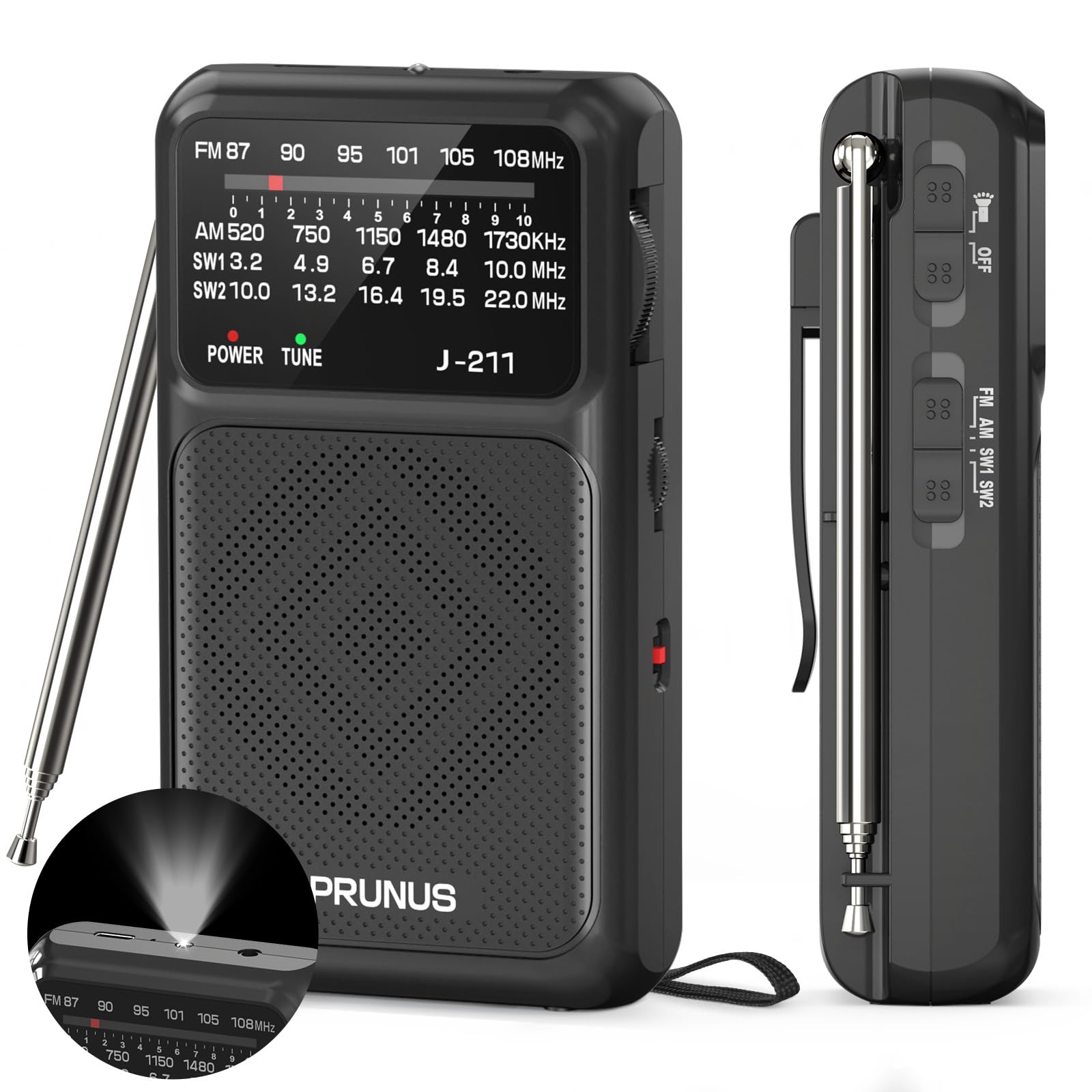 Photo 1 of **This item is PRUNUS-J167-, The item listed is the closet picture to the actual product which is PRUNUS-J167, please see pictures**

PRUNUS J-211 Portable Radio AM FM with USB Charging and AA Battery Operated, Transistor Radio, Strong Reception& Clear Sp