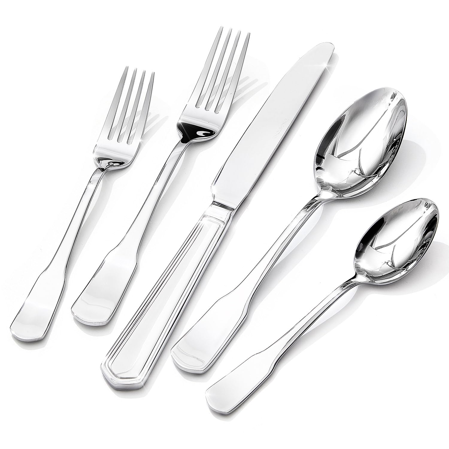 HIKAA Premium Silverware Set, Stainless Steel Flatware Set with Wide-Based Handles for Comfort & Durability, Forks & Spoons Cutlery Silverware Set (40PCS)