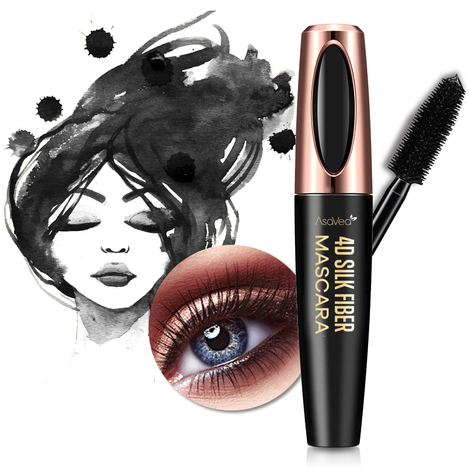 Natural 4D Silk Fiber Lash Mascara, Lengthening and Thick, Long Lasting, Waterproof & Smudge-Proof, All Day Exquisitely Lush, Full, Long, Thick, Smudge-Proof Eyelashes : Beauty