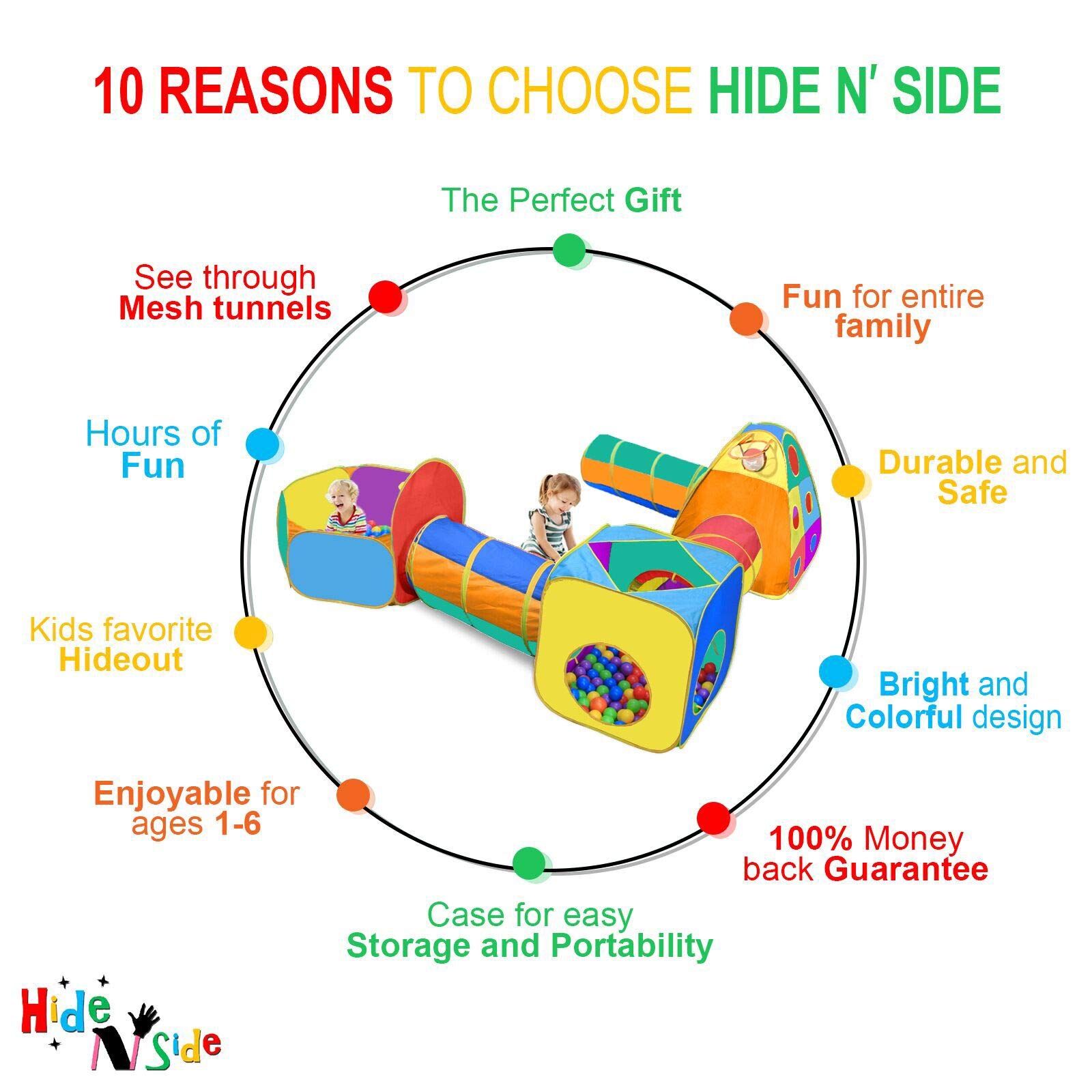 Gift for Toddler Boys & Girls, Ball Pit, Play Tent and Tunnels for Kids, Best Birthday Gift for 1 2 3 4 5 Year old Pop Up Baby Play Toy, Target Game w/ 4 Darts Indoor & Outdoor, Pit Balls Not Included