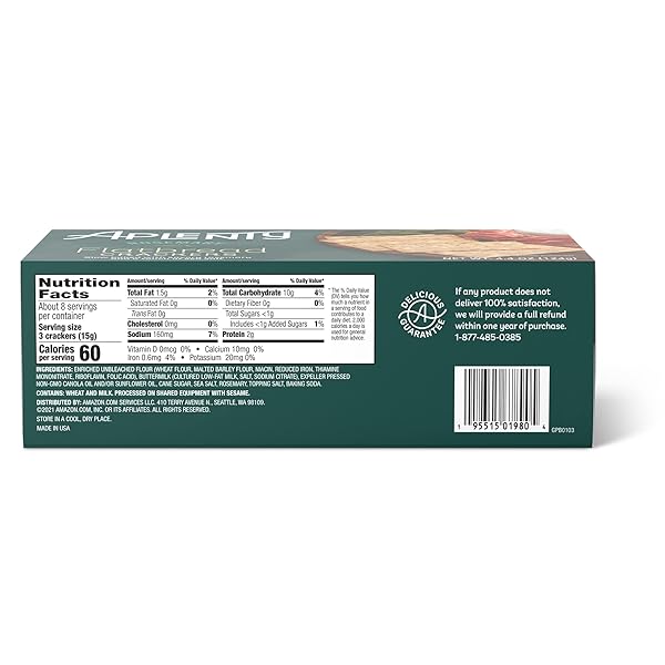 AMAZON BRAND – APLENTY, ROSEMARY FLATBREAD CRACKERS, 4.4 OZ