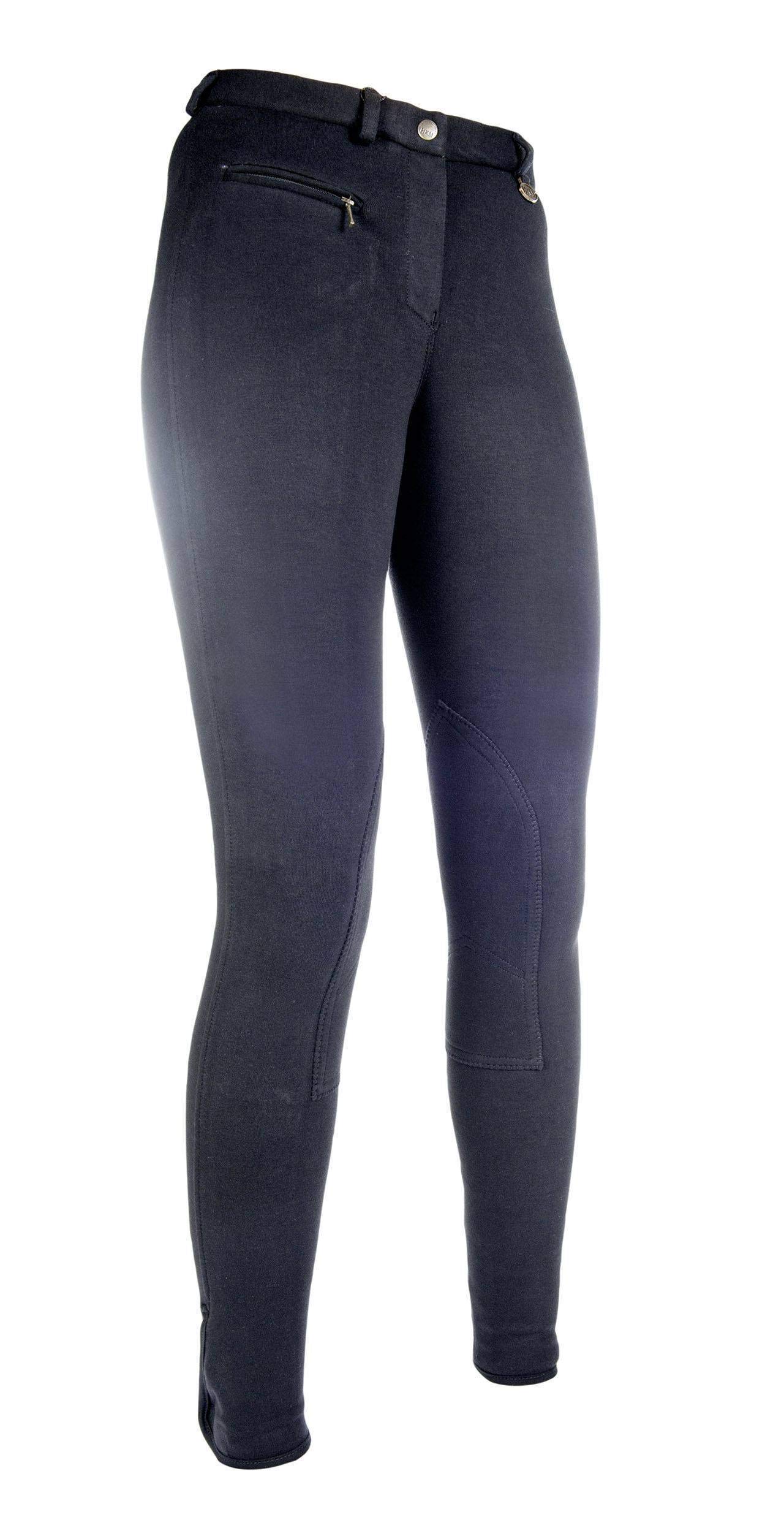 HKM 2003 Basic Jodhpurs Ladies Girls Knee Patches, Black, W38