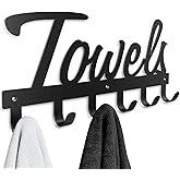 Livelab Towel Rack, Towel Racks for Bathroom Wall Mounted, 6 Hooks Black Metal Towel Holder for Bathroom Space Saving, Waterproof Rustproof Easy Install Bathroom Decor Towel Hanger Organizer