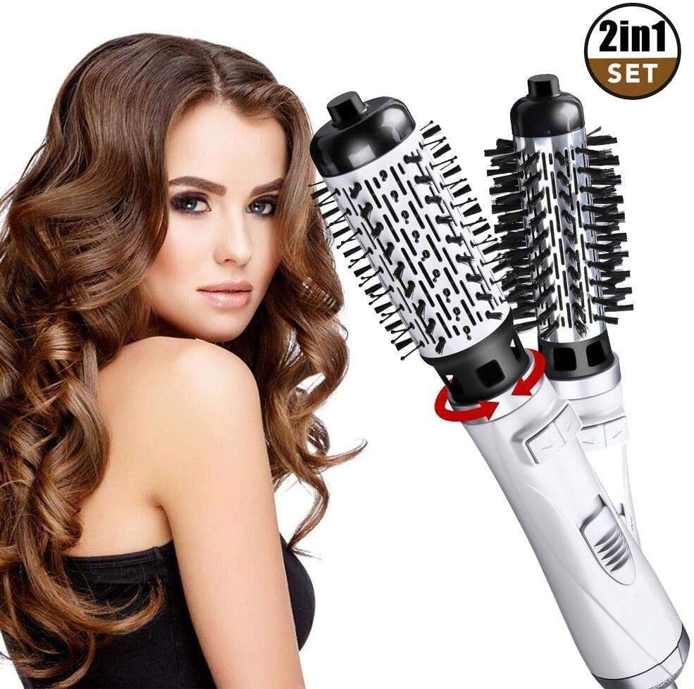 SUYING Hot Air Brush,2 in 1 Electric Rotating Multifunctional Curl Comb Hair Curlers Straighter Hair Dryer Ceramic Anion Hair Drying Hair Roller, 3Pcs