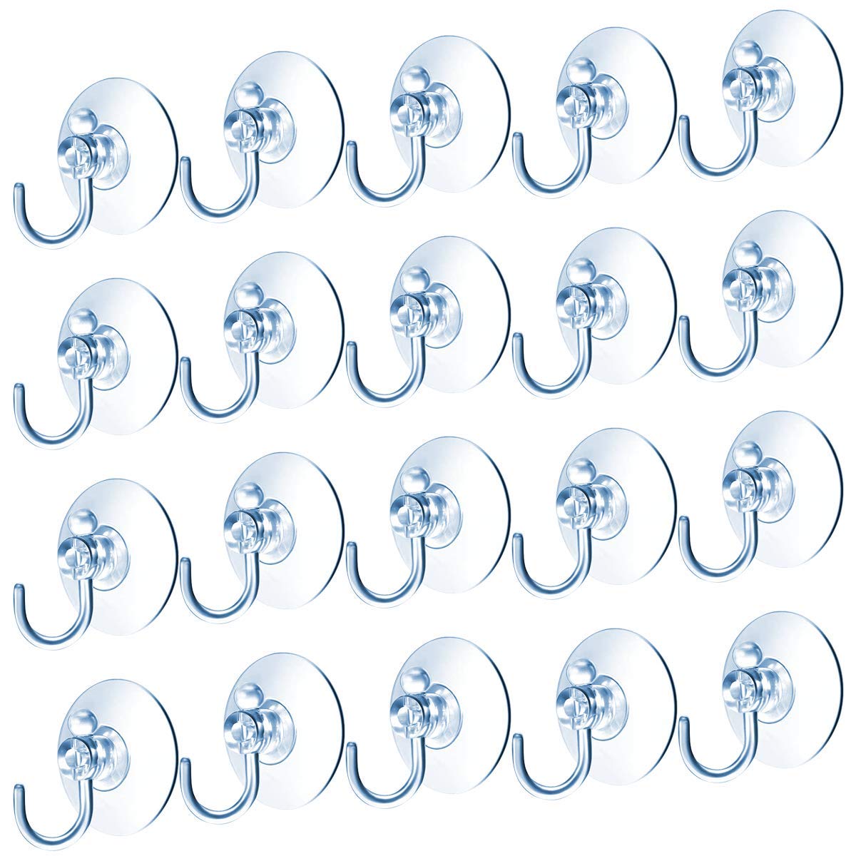 Suction Cup Hooks Clear Plastic Sucker Pads for Window Glass Shower Bathroom Kitchen Wall with 30mm 20 Pack Support Festivals Parties Events Theme Carnival Decorations