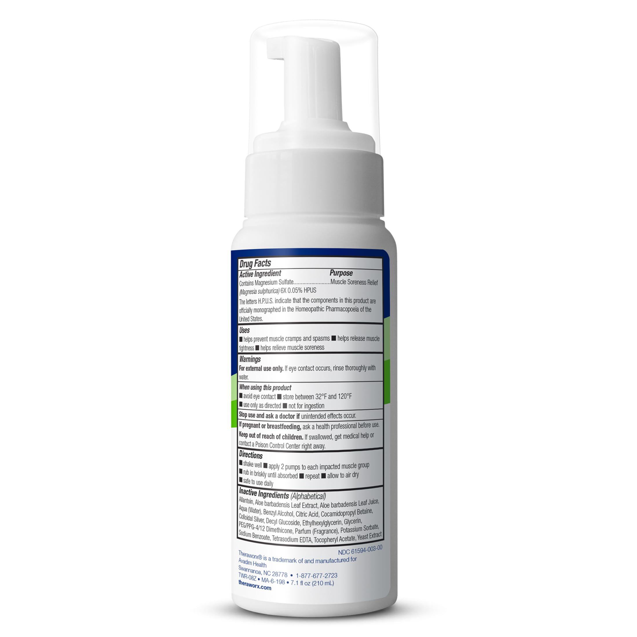 Theraworx Relief for Muscle Cramps Foam Fast-Acting Muscle Spasm, Leg Soreness with Magnesium Sulfate - 7.1 oz - 1 Count