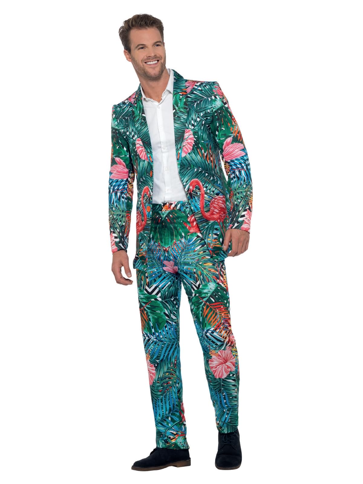 Smiffy's 40342 Hawaiian Tropical Flamingo Suit, Mens, Multi-Colour (Large, 42 - 44-Inch)