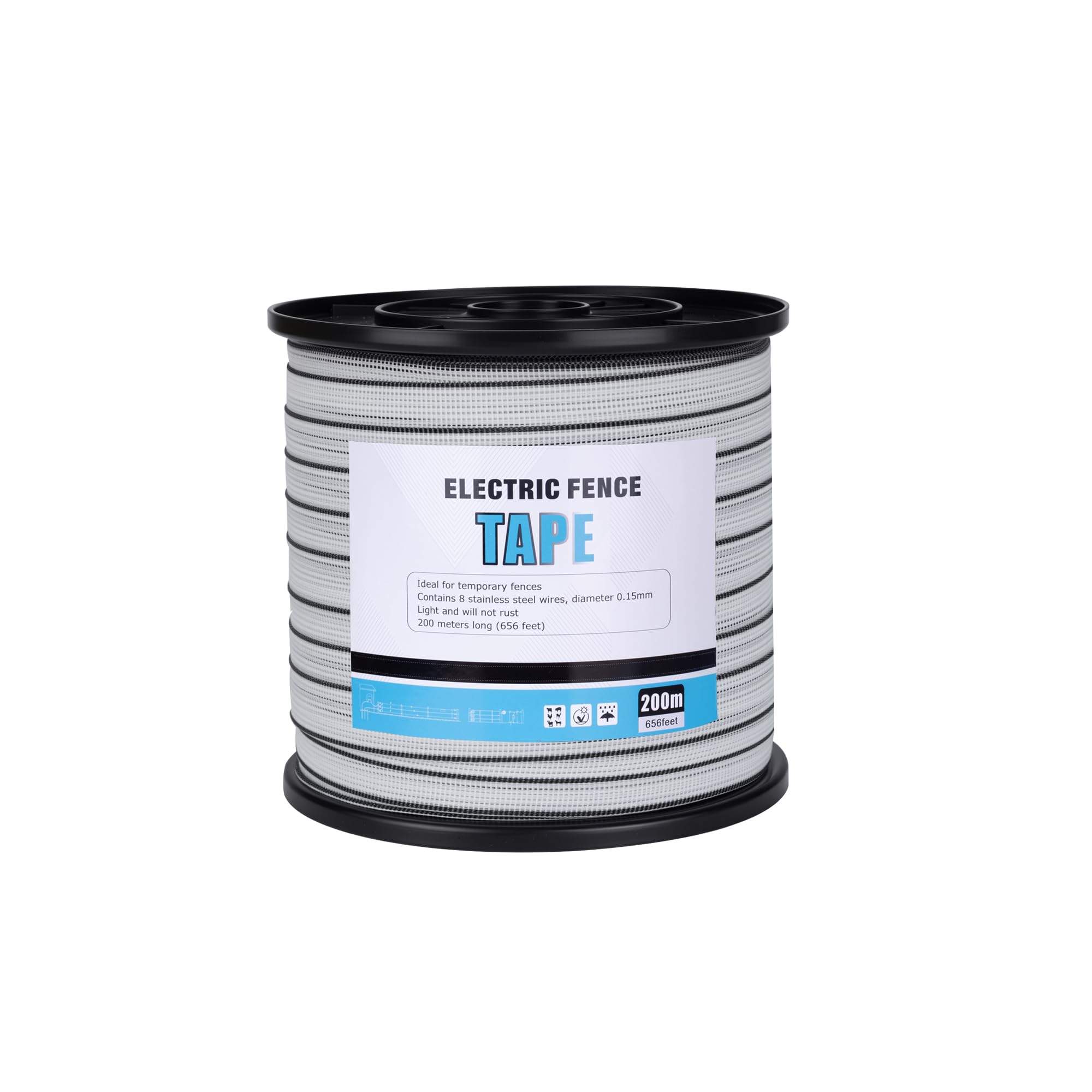Photo 1 of Electric Fence Polytape with 8 Conductors, 1 Inch Width 656 Feet 200 Meter Portable Horse Fencing Polytape - UV, Rust and Corrosion Resistant Whtie