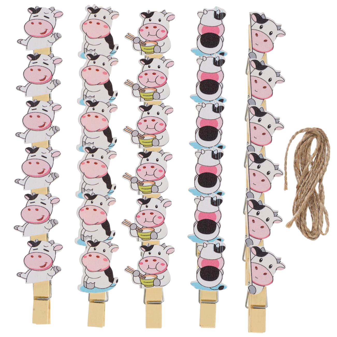 COLLBATH 5 Packs Cow Photo Folder wooden peg clip small photo pins Memos Fixed Clips paper picture clip home décor cow pictures photo pegs clip craft photo clips baby Christmas clothing
