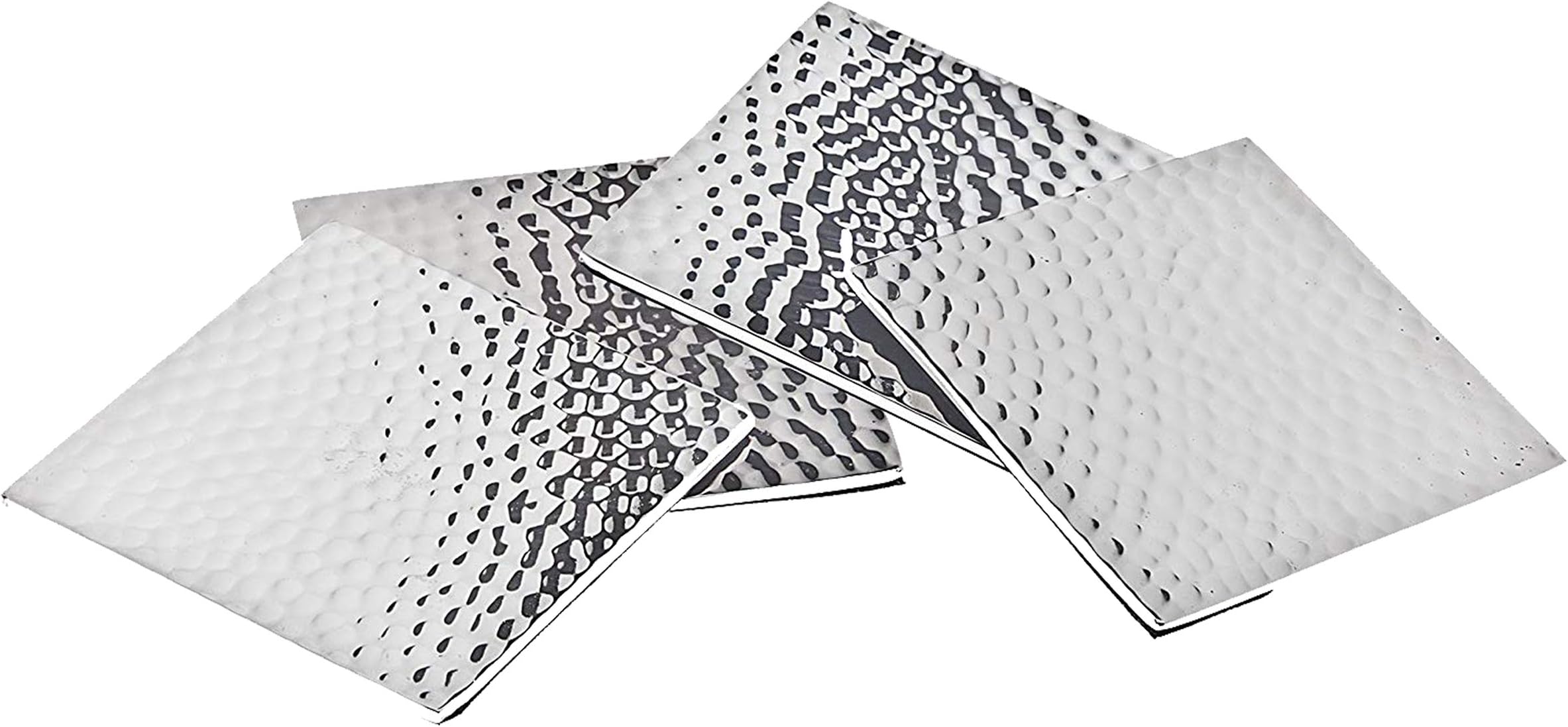 Set of 4 Square Hammered Coasters Round Cup Mat Pad for Home and Kitchen, Drink and Beverage Coaster, Use as House Décor Protect Furniture Ultimate Housewarming Gift