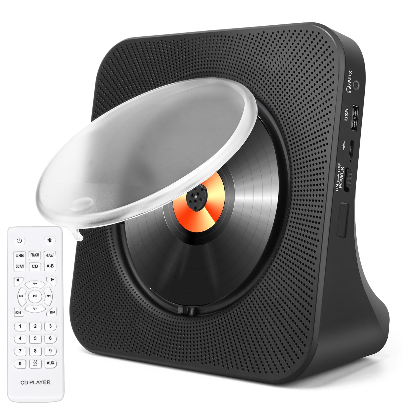 Portable CD Player for Home with Speakers - Bluetooth Desktop CD Player Built-in HiFi Speakers, Personal CD Player with Aux Input, Home Audio CD Players with Remote