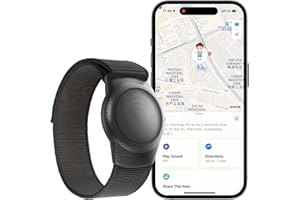 HONGTOP H GPS Tracker for Kids, Teen, Special Needs, and Elderly, Real-Time Mini GPS Tracker Watch Band Works with Find My (iOS Only) APP, Hidden Tracking Device for Kids,Waterproof,No Monthly Fee (Black)