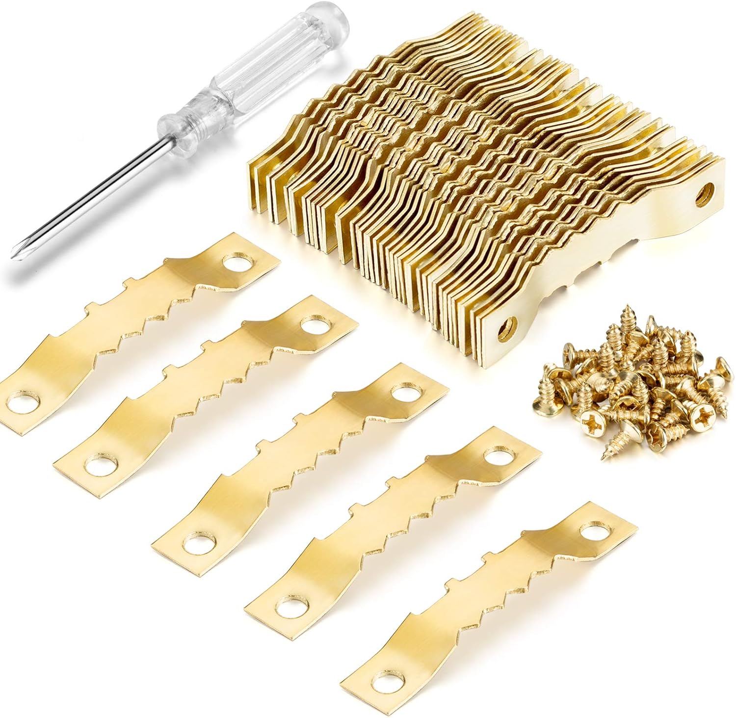 YHYZ Sawtooth Picture Frame Hangers Set including Screws, Sawtooth Photo Frames Holder + Screw + Screwdriver