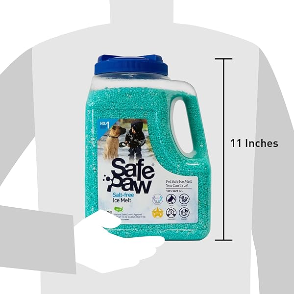 SAFE PAW, DOG/CHILD/PLANT PET SAFE ICE MELT WITH TRACTION AGENT, 8LB, 100% SALT-FREE/CHLORIDE-FREE, NON-TOXIC, NO CONCRETE DAMAGE, FAST ACTING, LASTS 3X LONGER