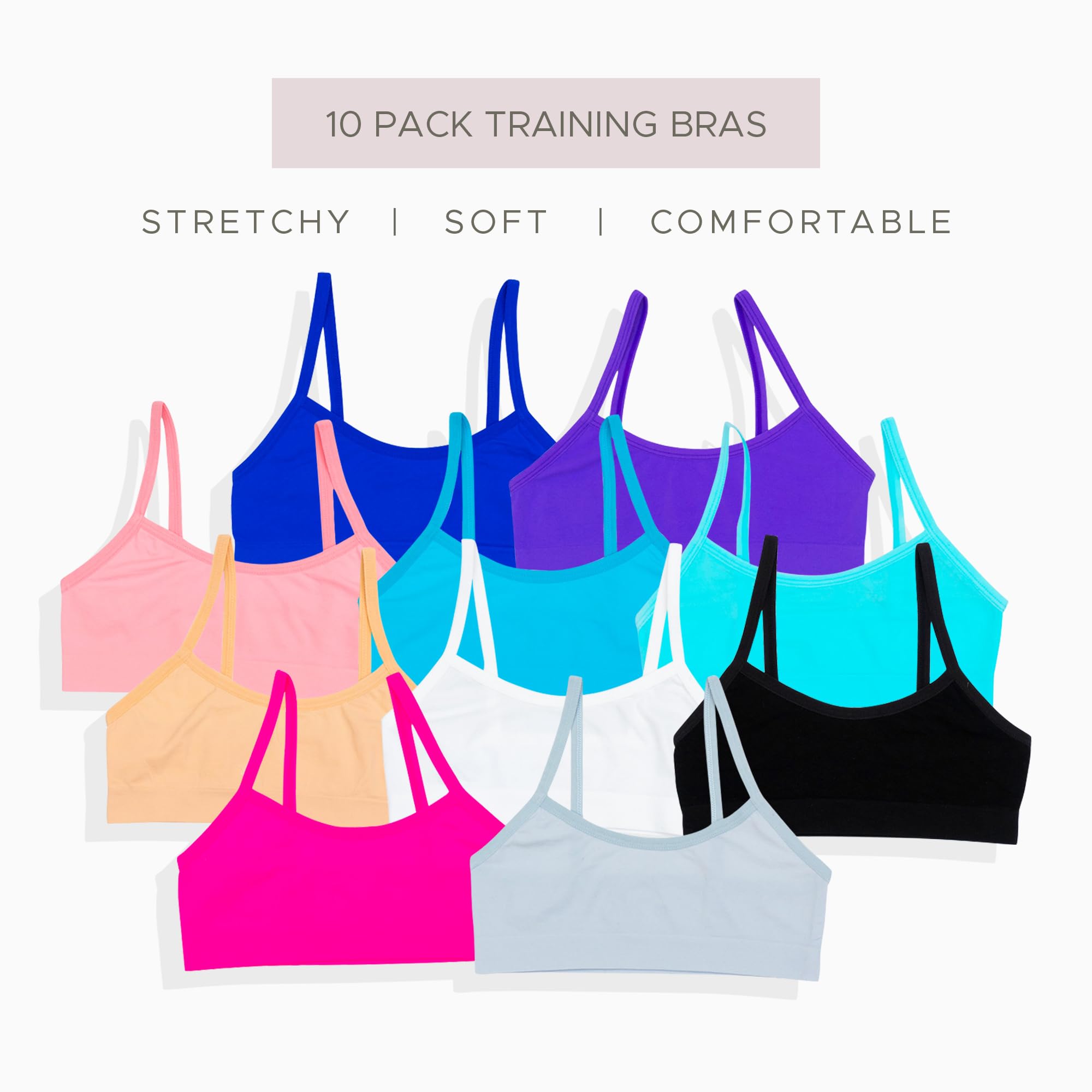 Alyce Ives Intimates Alyce Ives Girls Seamless Training Bra, Cropped Cami Bra fo Teens Pack of 10