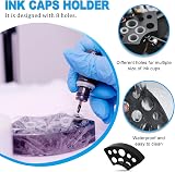 Emalla 303Pcs Tattoo Ink Caps Kit with 3 Cap Holders 300 Caps 8/11/15mm view 3