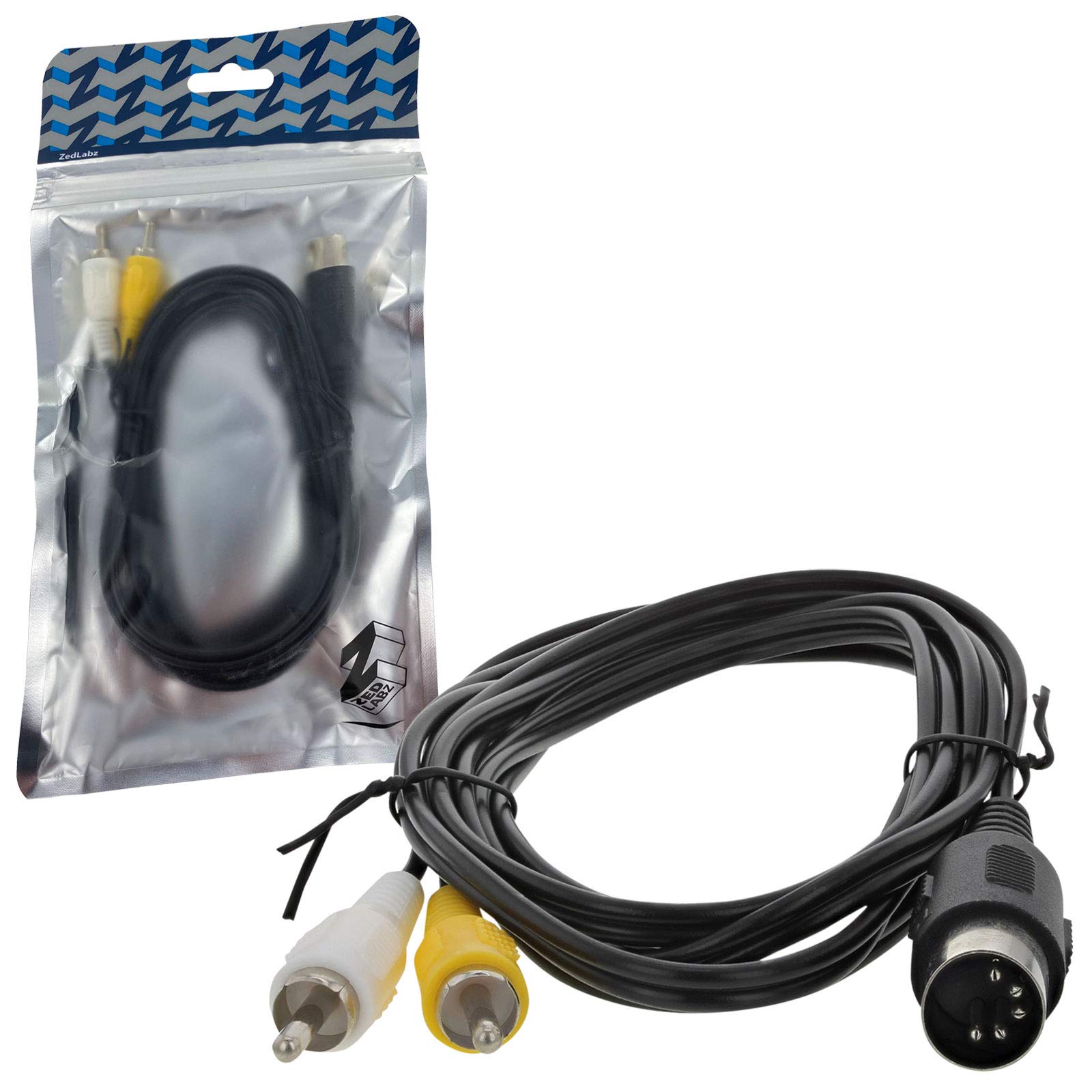 ZedLabz 1.8m replacement RCA AV TV display cable lead wire for Sega Mega drive 1 & Master system (Genesis) 6ft