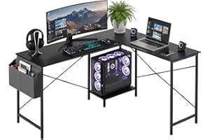 Sagenest L Shaped Desk, 50 Inch Reversible Computer Desk Corner Gaming Table with CPU Stand & Storage Bag, Sturdy Metal Frame PC Workstation for Home Office