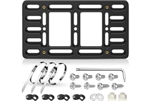 PODESTAA Front License Plate Bracket Holder, 2 Drill License Plate Mount, Universal Bumper Car Tag Frame Mounting kit