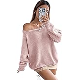 SKAYS Women's 2025 Off The Shoulder Sweater Oversized Chunky Sweater Loose Long Sleeve Trendy Cute Pullover Fall Outfits