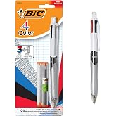 BIC 4-Color 3+1 Retractable Ballpoint Pen, 0.7 mm Pencil, 1 Count | Includes 1 Count of Pen and Pencil Combo, Assorted Ink Co