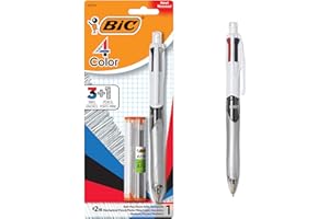 BIC 4 Color 3 + 1 Retractable Ballpoint Pen and Pencil with Long-Lasting Ink, 1-Count in Assorted Colours