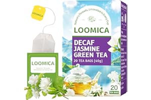 LOOMICA Decaf Jasmine Green Tea, Decaffeinated, Smooth & Refreshing Jasmine Green Tea Bags, Naturally Fragrant with Fresh Blossoms, Perfect for Relaxation & Daily Enjoyment, 20 Counts