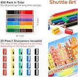Shuttle Art 408 Pack Colouring Pencils Bulk 12 Colours with 20 Sharpeners view 3