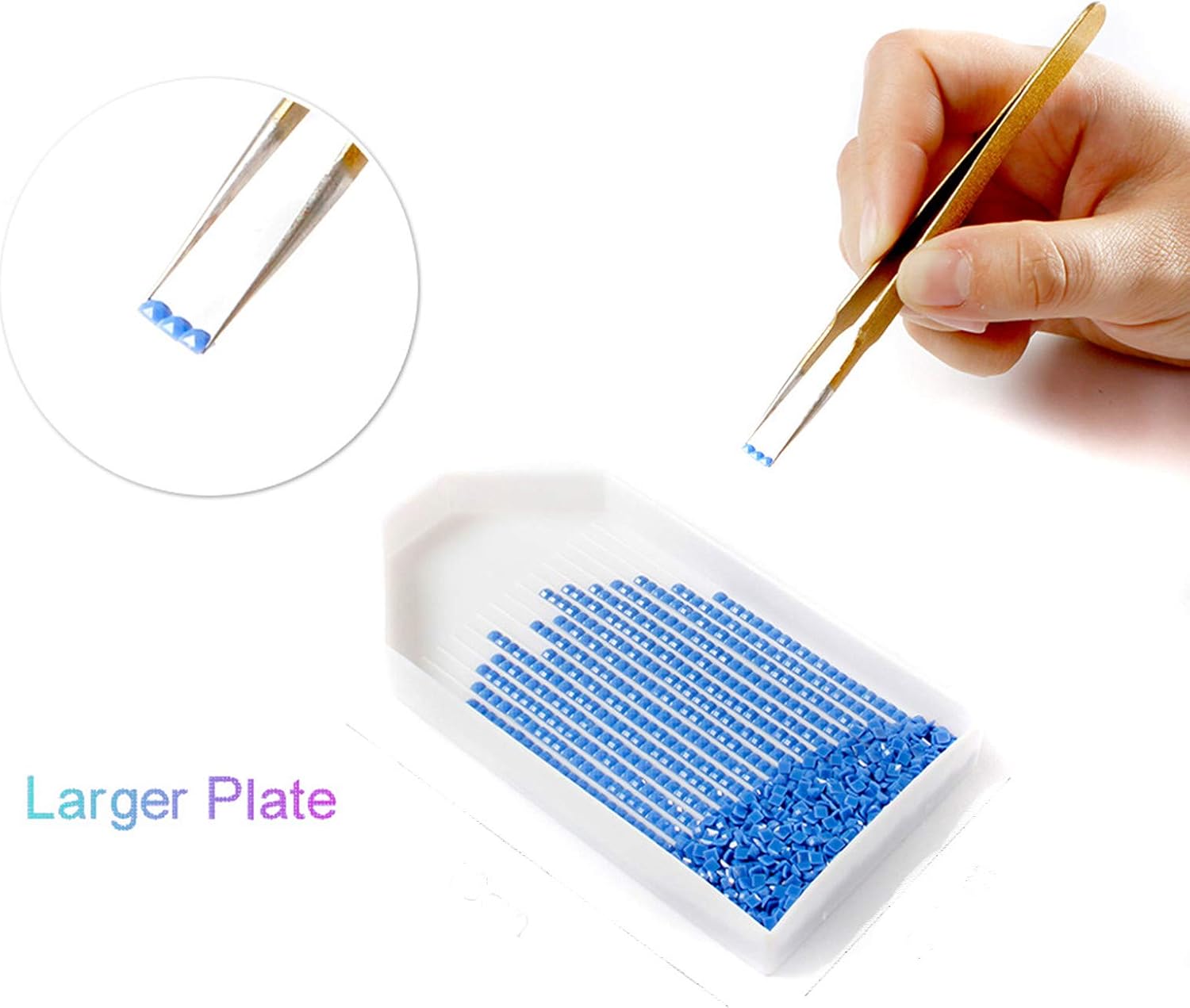 HuaCan Diamond Painting Accessories 3 Pcs Large Capacity Plastic Tray Big Drill Plate Tool Kits for Adults Crystal Rhinestone Beads - Image 3