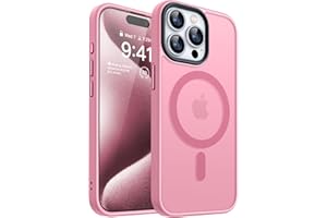 CANSHN Magnetic Designed for iPhone 15 Pro Case [Compatible with Magsafe] [Translucent Matte] Slim Thin Shockproof Protective Bumper Cover Phone Case for iPhone 15 Pro 6.1 Inch - Pink